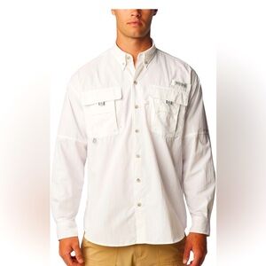 Columbia PFG 100% Nylon Solid White Fishing Shirt Men's‎ XL
